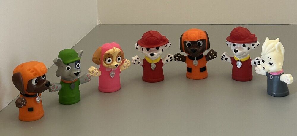 Paw Patrol Finger Puppets Cake Toppers Bath Replacement Figures Toys (Lot of 7)
